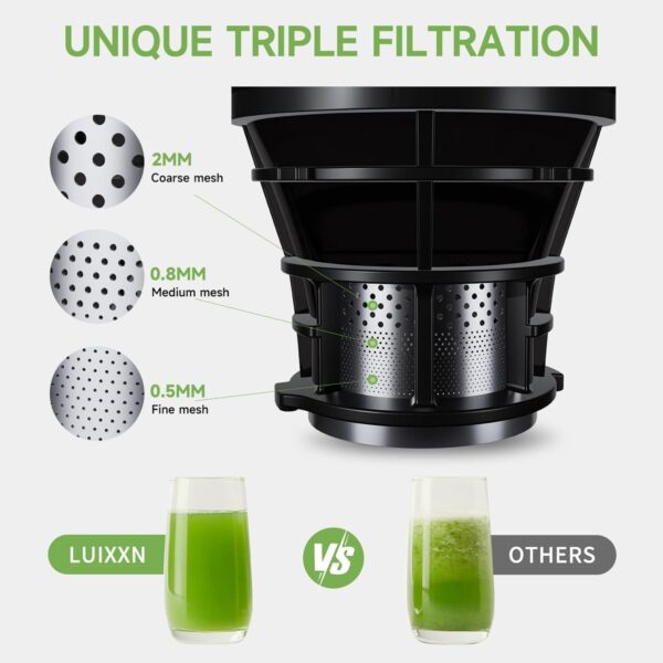 Whole Fruits & Vegetables,350W Slow Masticating Juicer - Image 4