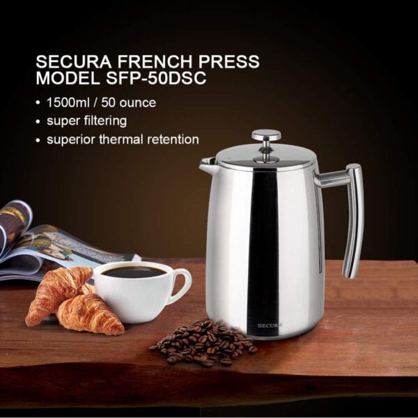 304 Stainless Steel Insulated Coffee Press with Extra Screen - Image 5
