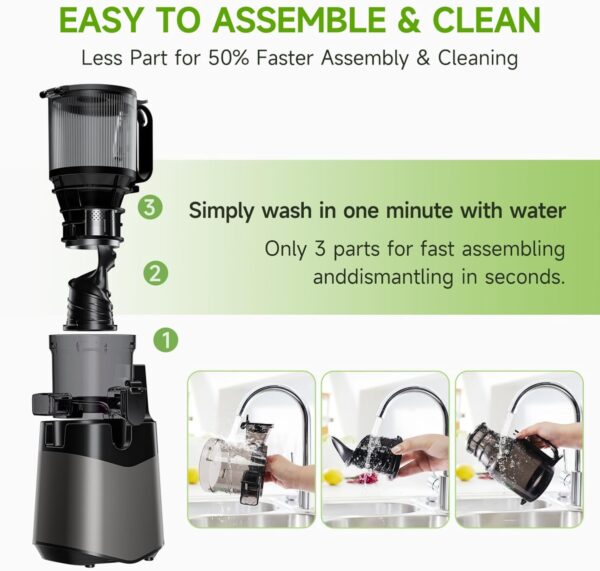 Whole Fruits & Vegetables,350W Slow Masticating Juicer - Image 2
