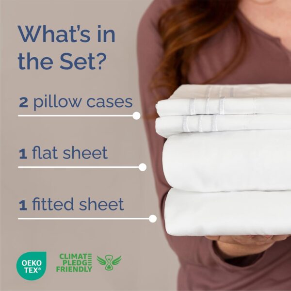 Queen Size 4 Piece Sheet Set - Comfy Breathable & Cooling Sheets - Image 2