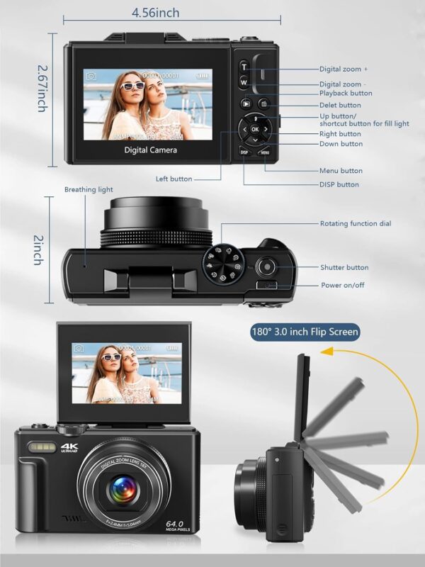 Digital Camera for Photography ,4K Vlogging Camera for YouTube 3" - Image 4