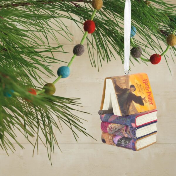 Hallmark Harry Potter Stacked Books with Wand Christmas Ornament - Image 2