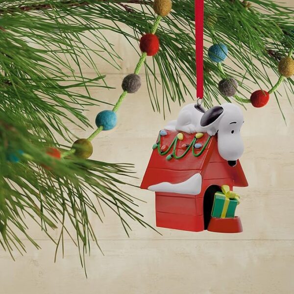 Hallmark Peanuts Snoopy on Holiday Doghouse Christmas Ornament - Image 3