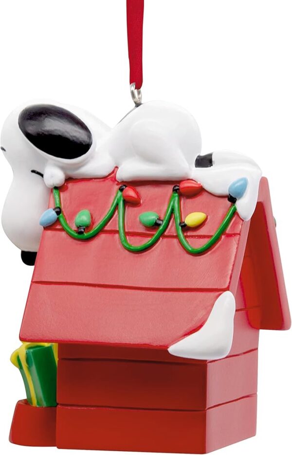Hallmark Peanuts Snoopy on Holiday Doghouse Christmas Ornament - Image 2