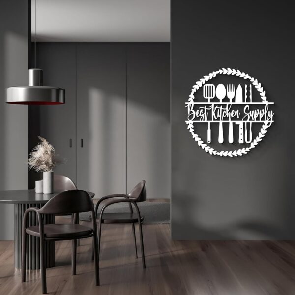 Glamativity Large Kitchen Metal Name Sign Wall Decor, - Image 4