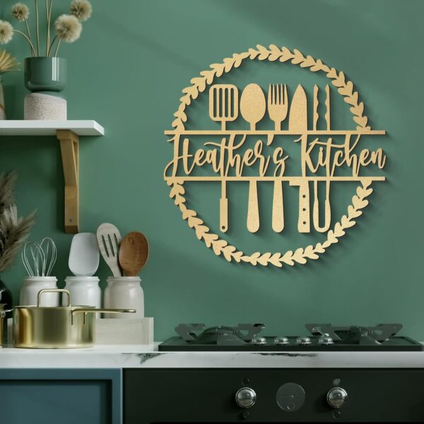 Glamativity Large Kitchen Metal Name Sign Wall Decor, - Image 2
