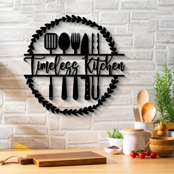Glamativity Large Kitchen Metal Name Sign Wall Decor,