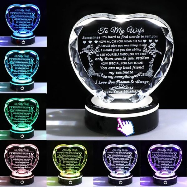 YWHL Gifts for Wife with Colorful LED Base I Love You Gifts for Her from Husband - Image 3