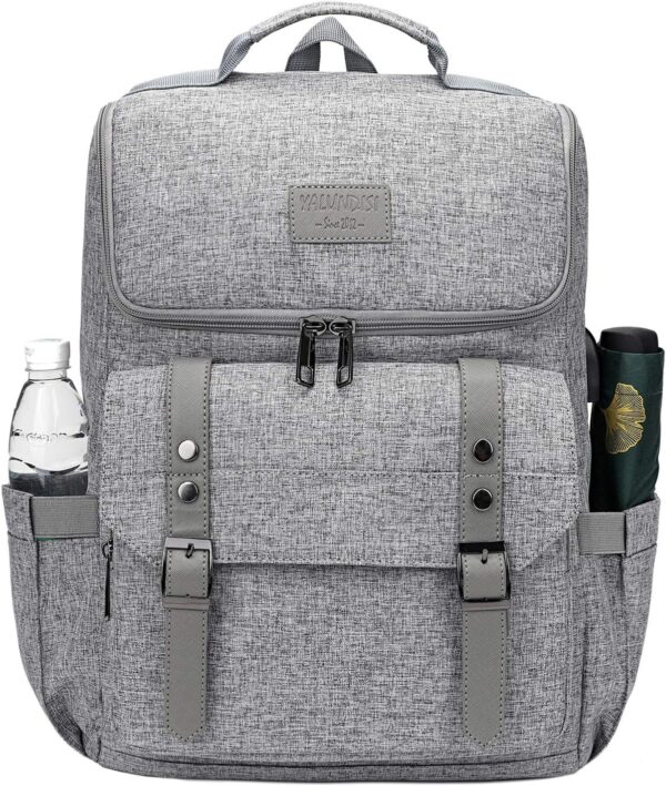 YALUNDISI Vintage Backpack Travel Laptop Backpack with usb Charging Port for Women & Men College Backpack Fits 15.6 Inch Laptop Grey - Image 3