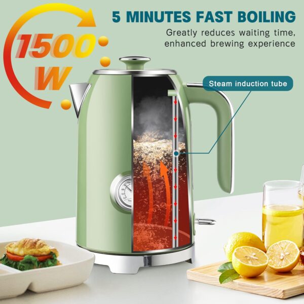 SUSTEAS Electric Kettle - 57oz Hot Tea Water Boiler with Thermometer, - Image 5