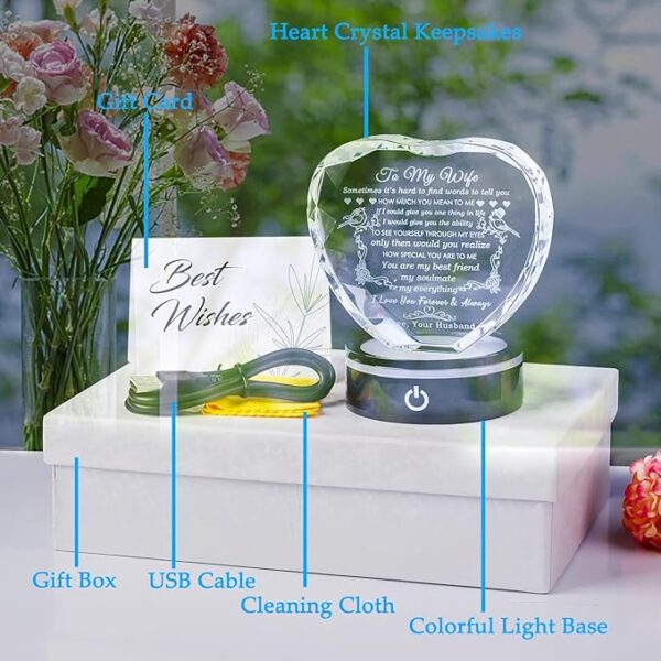 YWHL Gifts for Wife with Colorful LED Base I Love You Gifts for Her from Husband - Image 2